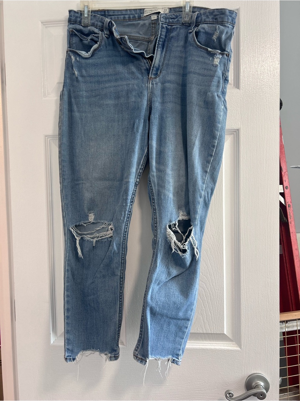 Abercrombie Women’s Distressed Light Blue Jeans - Casual Ripped Denim
